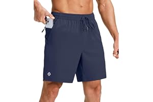 Ksmien Men's Running Shorts 7 Inch with Zipper Pockets Quick Dry Lightweight Athletic Shorts for Workout Gym Basketball