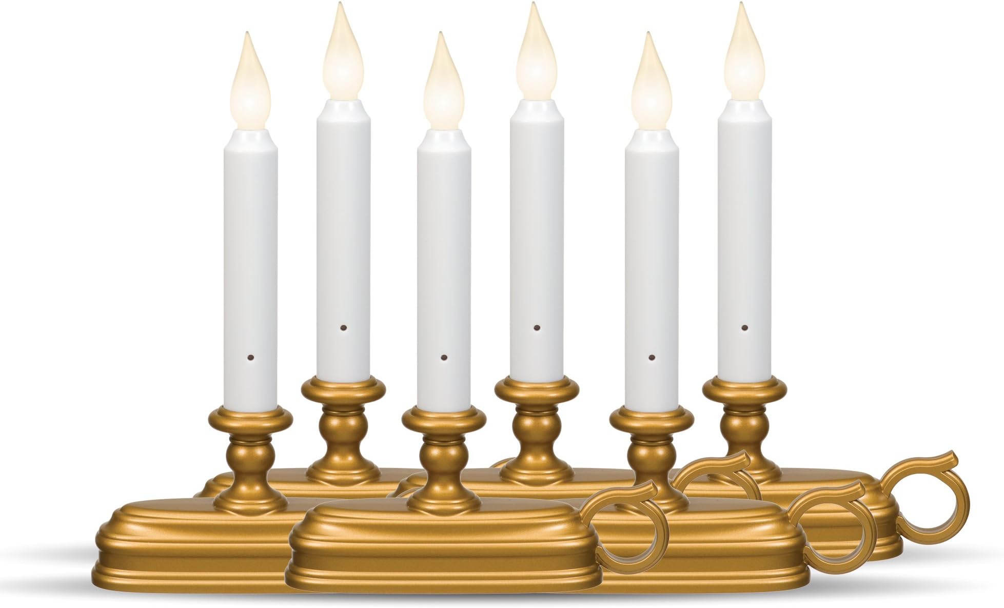 FPC1525B Battery Operated LED Window Candle with Sensor, Plastic Golden (Pack of 6)