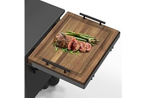 Sirozi Grill Folding Shelf with Cutting Board, Wooden Grilling Board, Serving Tray, Accessories for Traeger Pro 34 Series, Ironwood 885, 650, Z-Grills, Pit boss