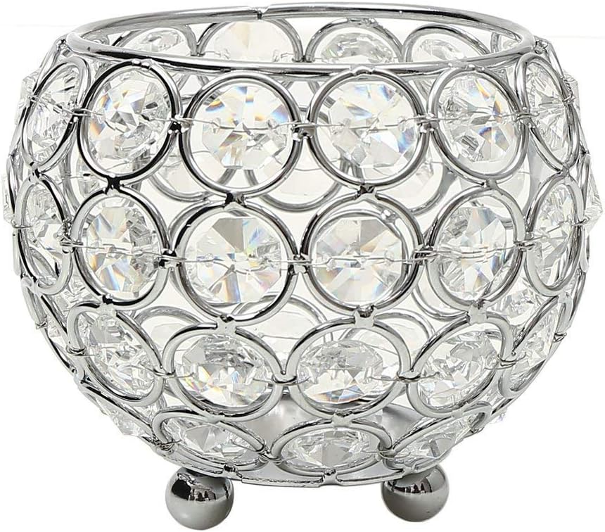 VINCIGANT Crystal Bowl Candle Holder Silver For Coffee Table Ornaments