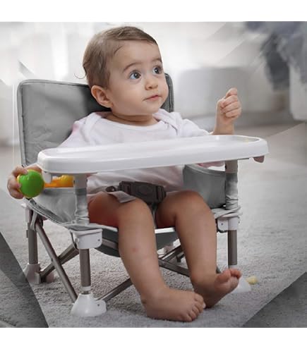 Rehausseur Portable Lavable PandaEar - Coussin Chaise Haute Portable - Dossier Et Harnais - Voyage Siège Rehausseur Bébé