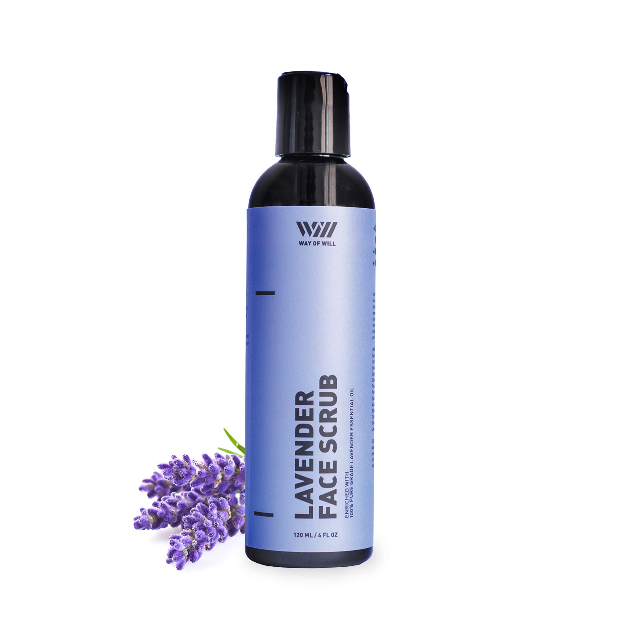 Lavender Face Scrub, Face Exfoliator with Lavender Essential Oil and Jojoba Beads, Exfoliates Skin and Calms Mind, Facial Scrubs for Women and Men, For All Skin Types, 120 mL - Way of Will