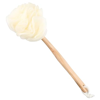 Beaute Secrets In-Shower Essentials Loofah Long Handled Body and Face Shower Brush for Exfoliating for Men and Women