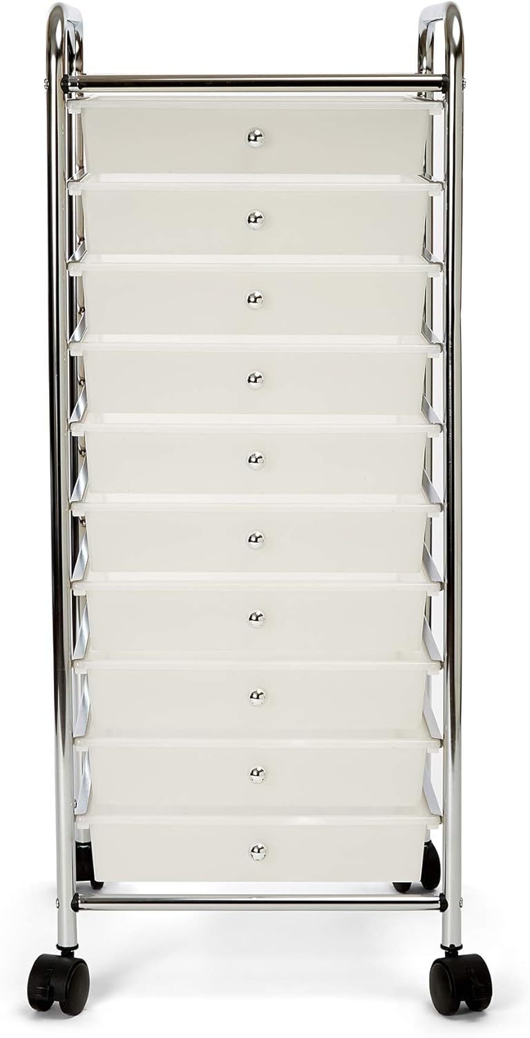 Seville Classics Large 10-Drawer Multipurpose Mobile Rolling Utility Storage Organizer Cart, White: Home & Kitchen