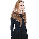 Wgior Triangle Vintage Inspired Lace Chapel Veils Catholic Mass Head Covering Scarf Mantilla Veils for Church