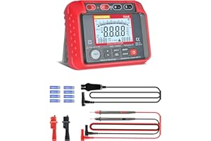 GOLDCHAMP 250V-2500V Insulation Resistance Tester, 1MΩ-200GΩ Megger Megohm Testing Meter, Megohmmeter with Backlight LCD Display, 100 Data Storage, Output Voltage, 10V~600V AC/DC Voltmeter