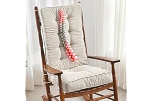 SUNROX Memory Foam Jumbo Rocking Chair Cushions, FadeShield Water Resistant Non Slip Durable Tufted Pads, Set of Seat & Back 