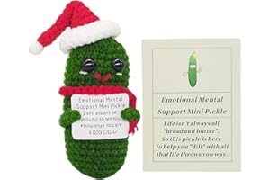 KALAWALK Crochet Emotional Support Pickles 1 Pcs with Positive Cards Inspirational Novelty Good Luck Gift and Party Decorations (KK-CKD04-PICKLE-UN)