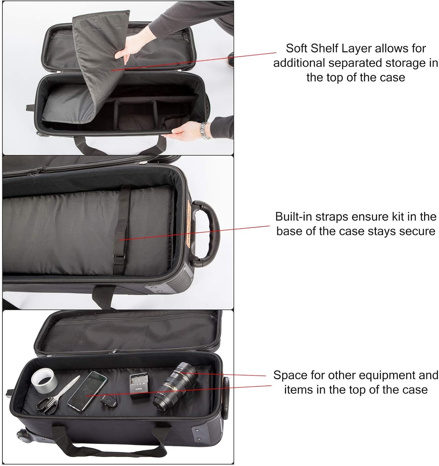 Studio Equipment Trolley Carry Case 31.5 Inches with Straps Padded Compartment Wheel for Tripod Light Stand Strobe Light Umbrella Flash Photography - Image 5