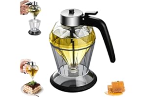 No-Drip Glass Honey Dispenser with Stand, 200ml/6.8oz, Smooth Control Spout, Leak Resistant, Easy-Grip Design, Kitchen Sauce 