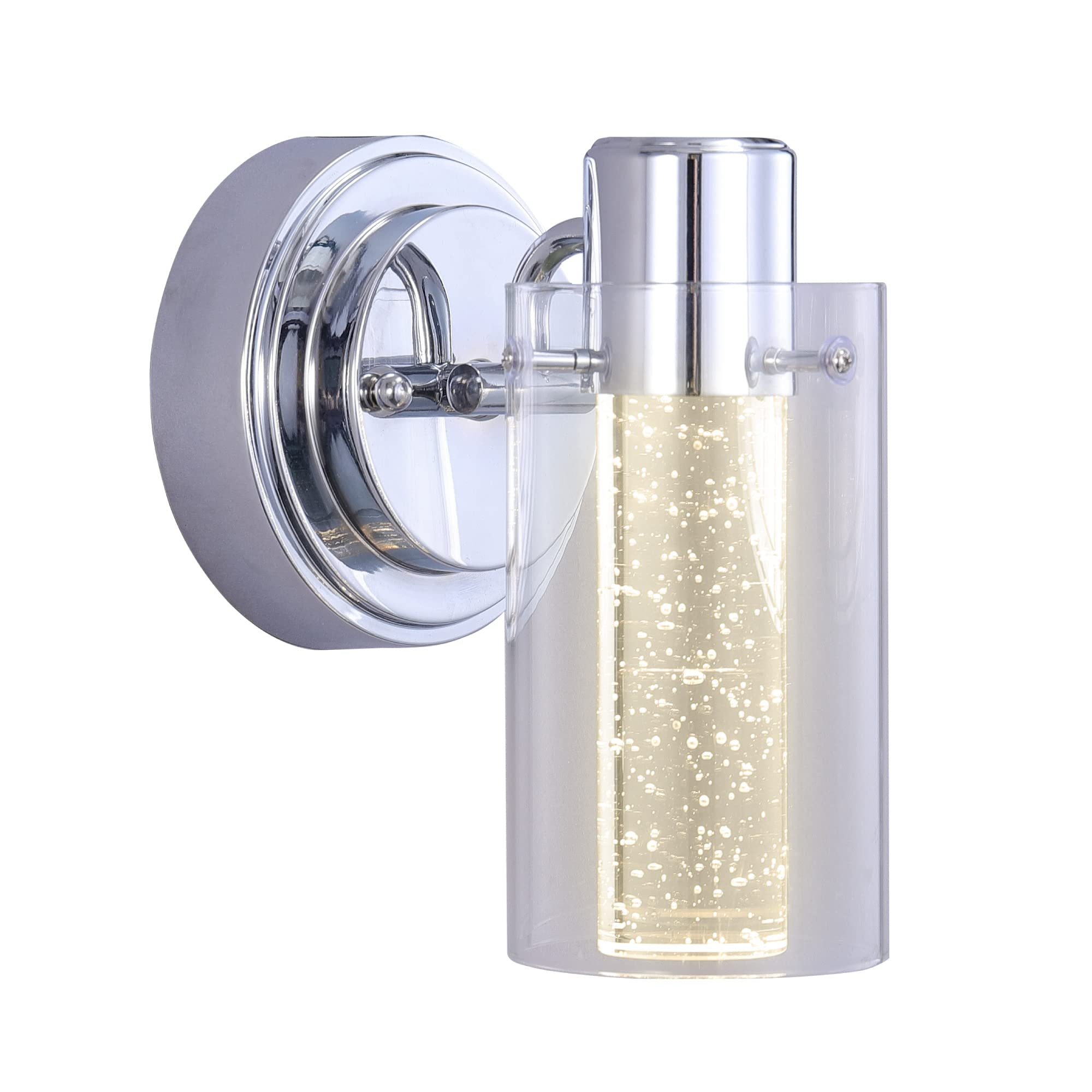Photo 1 of Ultralux Bubble Glass Integrated LED Vanity Light - Wall Mounted, TRIAC Dimmable 12W, 3000K Bathroom Sconce - Energy Efficient Modern Bathroom Light Fixture (1-Light, Chrome Finish)