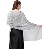 Ladiery Shawl and Wraps for Evening Dresses, Soft Sheer Chiffon Sparkly Rhinestone Wedding Scarf Formal Shawl Wraps for Women