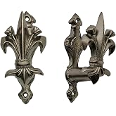 SZCO 3&rdquo; Fleur de Lis Sword Hanger Wall Mount &ndash; Set of 2 Expandable Pewter Finish Hook Set for Swords &amp; Daggers&ndash; Decorative Wall Stand, Katana Wall Mount, Sword Holder &amp; Gun Rack with Hardware