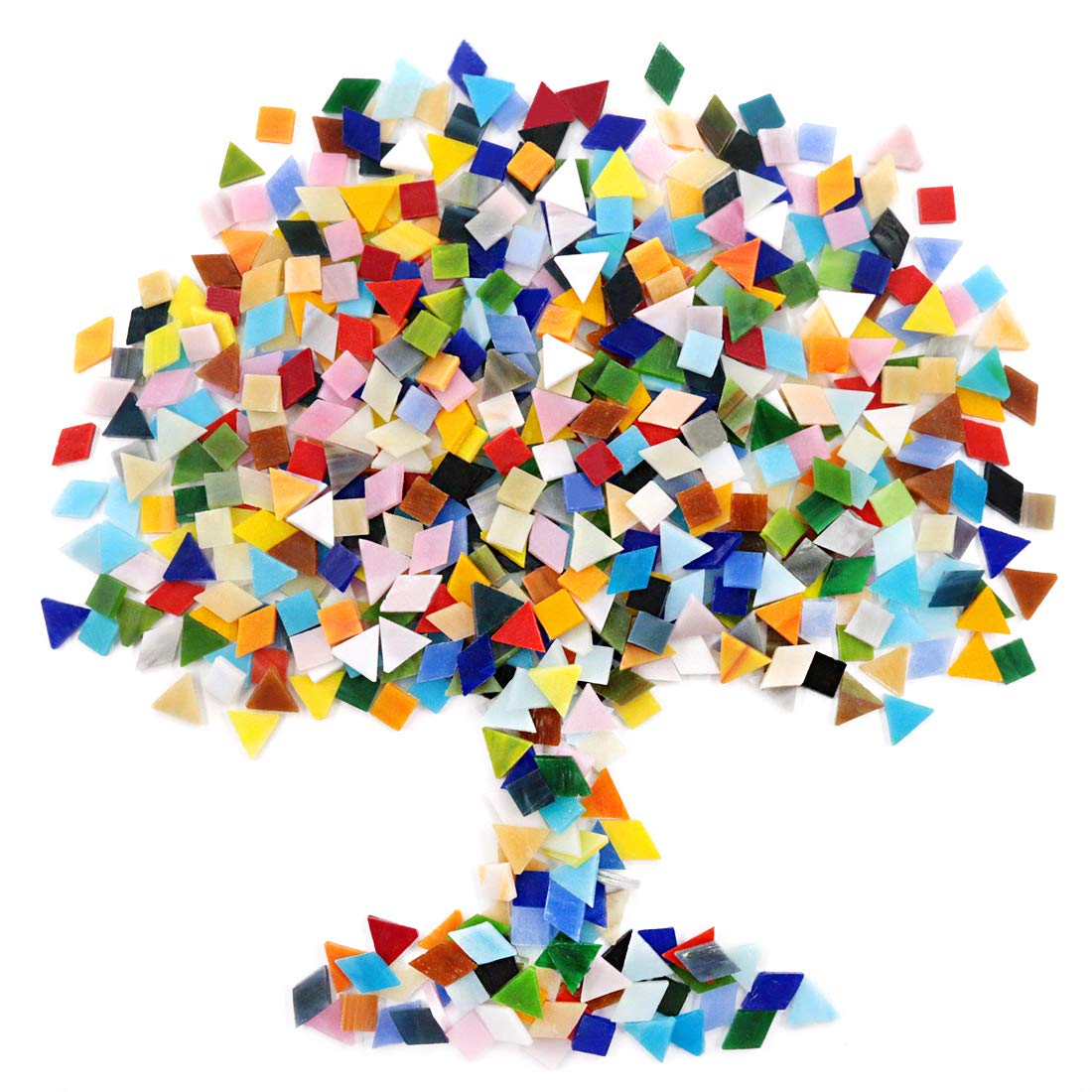 Sweet 1 Pound Mosaic Tiles Mixed Color Glass Pieces with Organizing Container, Genuine Panchromatic Assortment Kit for Home Decoration Crafts Supply