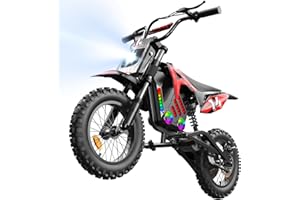 isinwheel A12/A14 Electric Dirt Bike for Kids, 36V 350W/500W Electric Motorcycle Up to 17/15.5MPH & 14 Miles Long-Range, 3-Speed Modes, Electric Bike for Kid Ages 3-14