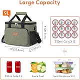 Lifewit 9L Insulated Lunch Bag 12 Can Cooler Dark Green view 3