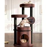 Maine Coon Cat Tree for Large Cats, Purrlato 46" Cat Tower, Stable Base | Fully Wrapped Cloud Velvet, 23.6" Round Anti-Tip Base, 30-Min Assembly, Cat Tree for Large Cats up to 18 lbs, 4 Colors