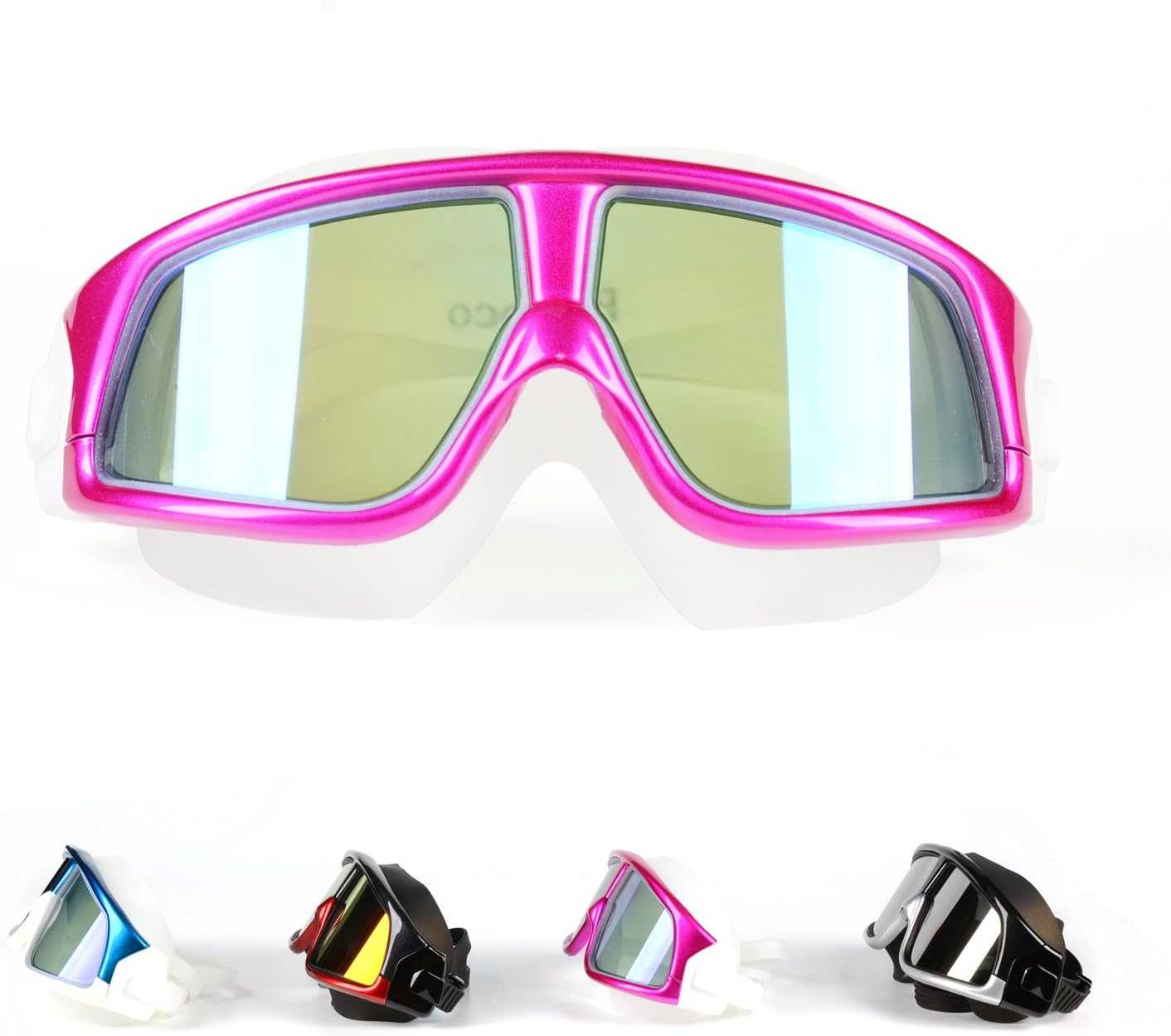 Premium Big Large Frame Swim Goggles Swimming Goggles Anti Fog No Leaking with UV Protection and Clear Lens Wide-Vision for Men Women Adult Youth with Free Case Nose Clip and Ear Plugs Pink