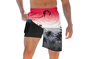 ALISISTER Mens Swim Trunks with Compression Liner Bathing Suit Summer Swimming Shorts