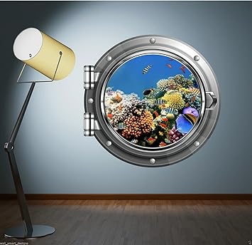 Amazon Com Full Colour Aquarium Fish Sea Porthole Wall