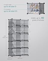 SONGMICS Interlocking Shoe Rack 10 Slots Plastic Cabinet with Doors view 5