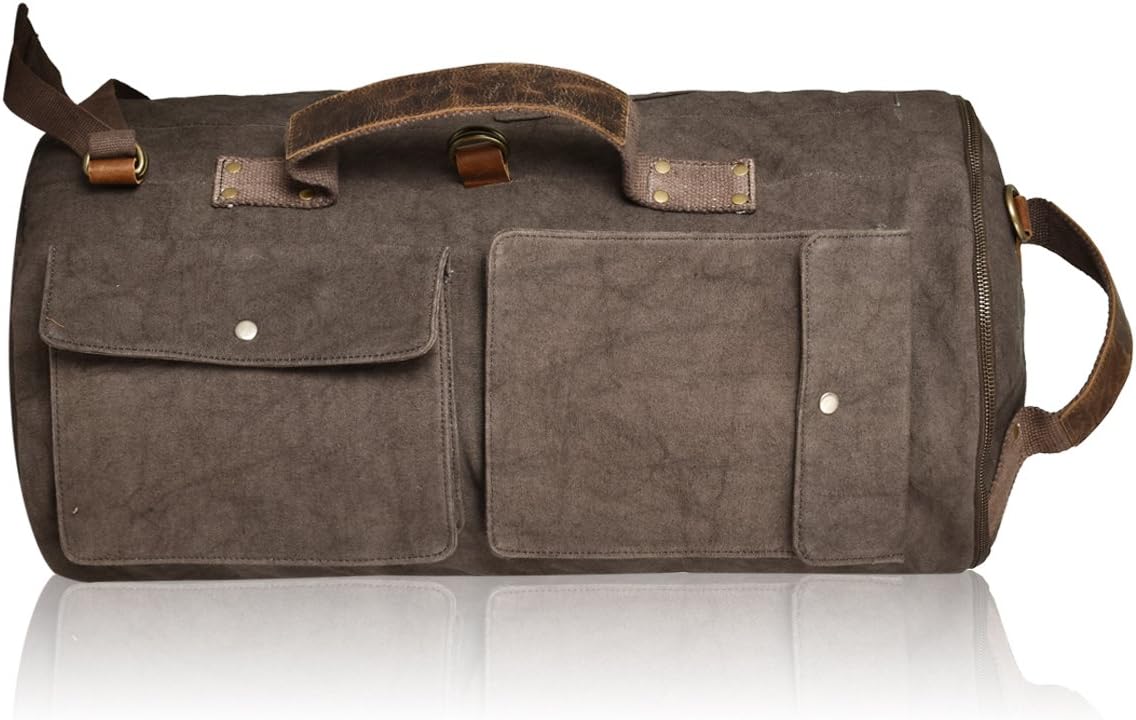 | Vintage Duffel | Canvas/Leather Unisex Travel Bag Vintage Duffel Bag