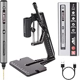 AM ARROWMAX 5-Speed Mini Electric Drill Pen with Benchtop Press, 10 Small Bits with Aluminium Box, LED Lights, OLED Display, Resin Drill Set For Jewelry Making, Plastic, Wood