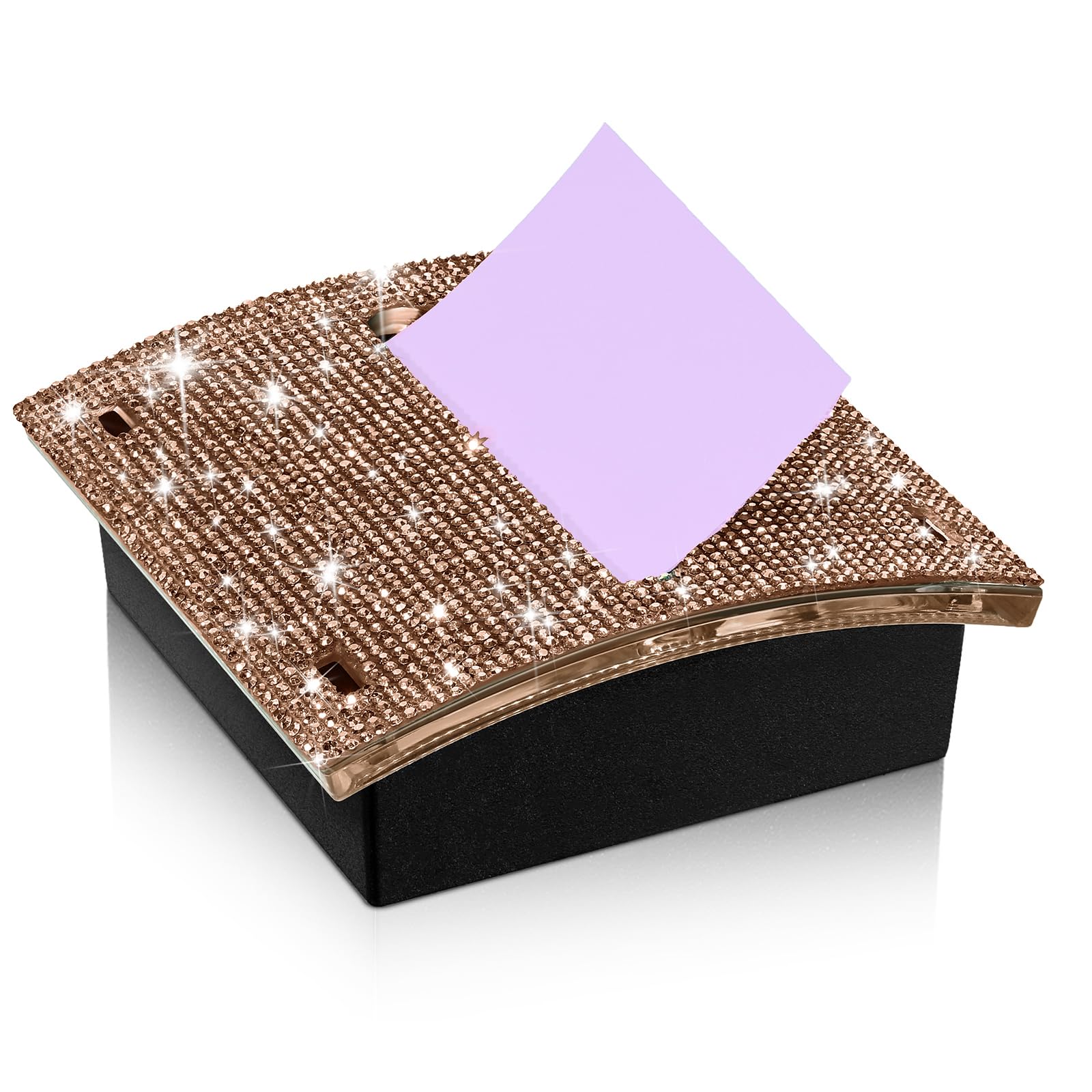 Photo 1 of Eersida Rhinestone Self Stick Note Pad Holders 4 x 4 Inches Memo Sticky Dispenser Note Holder Sticky Dispenser for Office Home Desk Supplies(Gold)