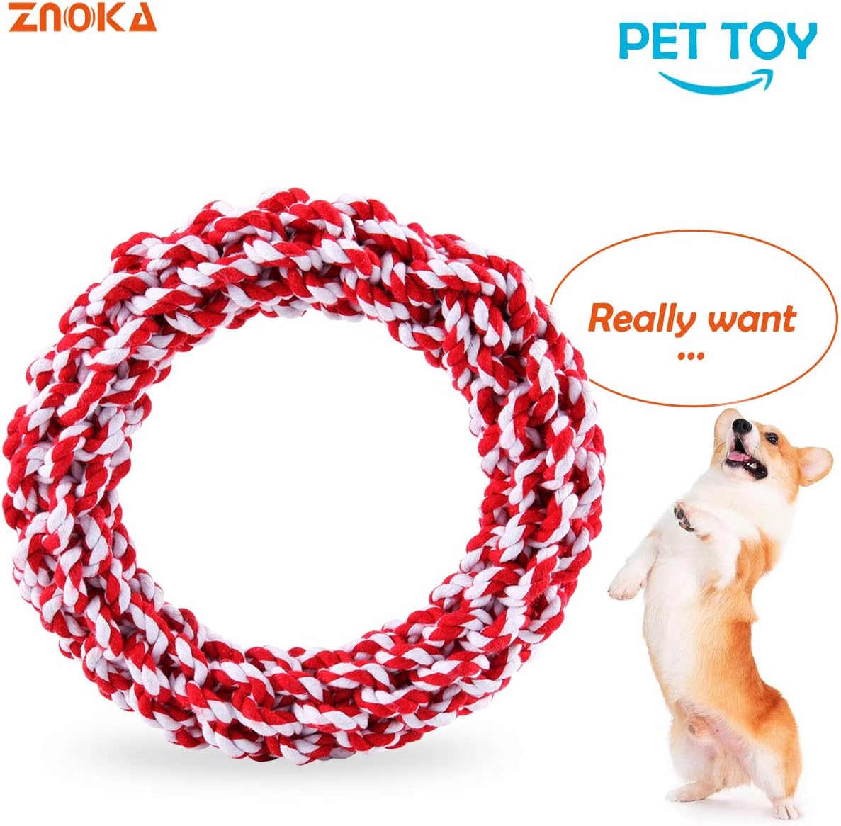 ZNOKA Dog Rope Toys, Non-toxic 100% Cotton Tough Dog Chew Toys for Large Dogs Aggressive Chewers, Puppy Training Toy, Adult-Senior, Dental Floss Rope for Dogs' Dental Health (Red)