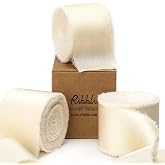 Ribbli Ivory Silk Satin Ribbon 1.5 Inch x 30 Yard Handmade Frayed Chiffon Cream Ribbon for Gift Wrapping Wedding Invitations 