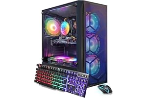 STGAubron Gaming PC Computer Desktop, Intel Core i7 8th Gen up to 4.1G, Radeon RX 580 8G, 16G DDR4, 512G SSD, WiFi 6, BT 5.2, RGB Fan x6, Windows 11 Home
