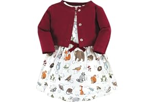 Touched by Nature Infant Toddler Girls Organic Cotton Dress and Cardigan, Rainbows Sunshine