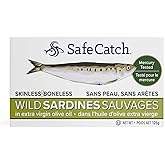 Safe Catch Wild Sardines in Extra Virgin Olive Oil Wild-Caught Skinless Boneless Sardine Fillets Lowest Mercury Limit, Keto F