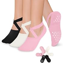 Zando Women's Non Slip Socks Grip Socks For Women Pilates Towless Grippy Yoga Socks 3 Pairs