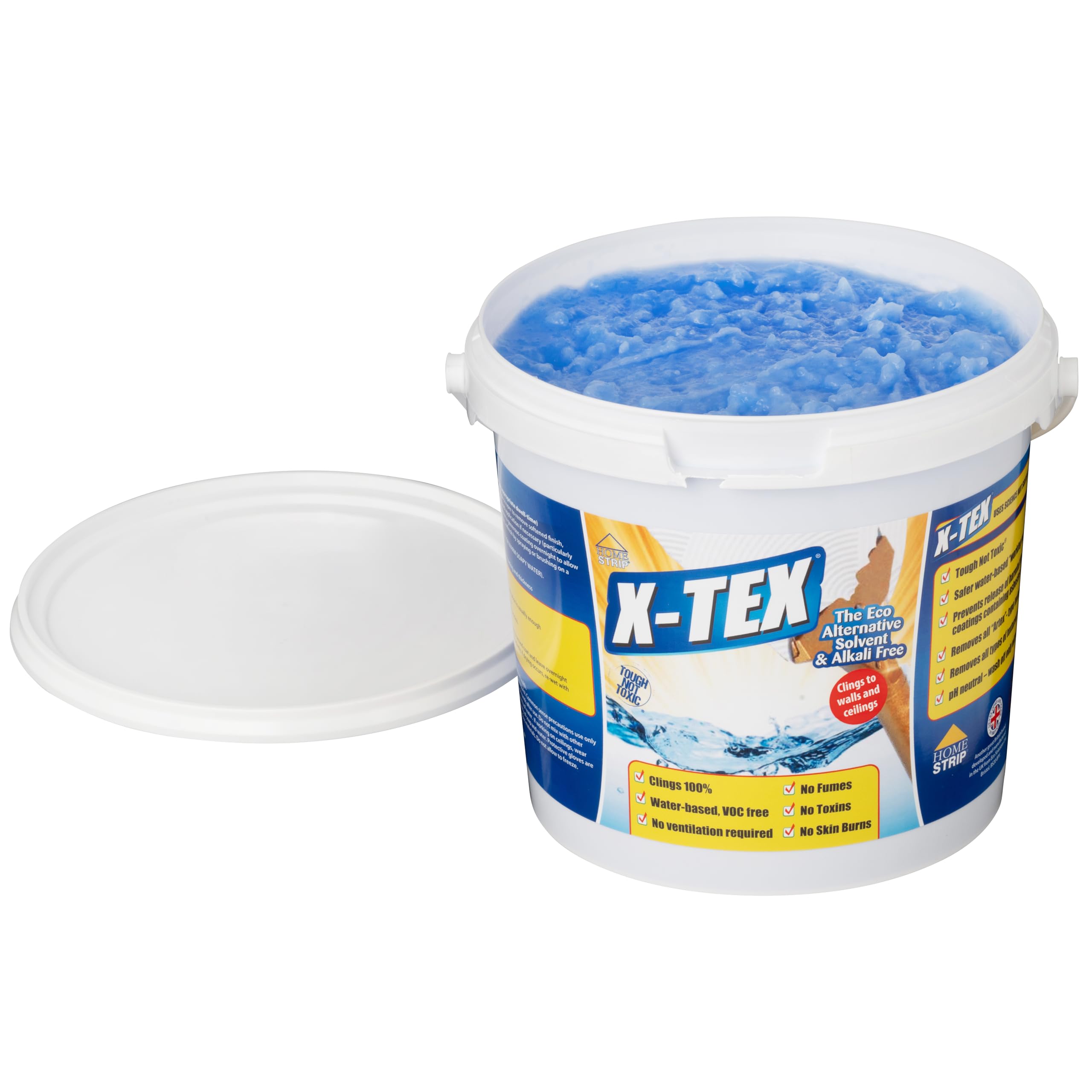 Home Strip X-Tex Textured Coating Remover 2.5L - Solvent Free Removal of Bonded Non Bonded Surfaces, Polytex, Artex Stripper, Paint, Wallpaper Remover