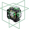 Firecore Laser Level 360 Self Leveling, 3 x 360° Outdoor Laser Level Green Cross Line Laser Leveler Tool for Construction - 2 Rechargeable Batteries, Laser Track Clip & Hard Carry Case