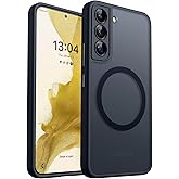 CANSHN Magnetic Shockproof for Samsung Galaxy S22 Case Black | Full Camera Protection, Compatible with MagSafe, Translucent Matte, Military-Grade Protection, Scratch Resistant, Slim Fit