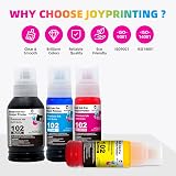 JoyPrinting 102 Ink Replacement 4-Pack for Epson EcoTank 102 BK/C/M/Y view 7