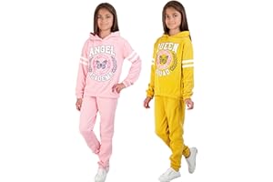 Star Ride Sweet Butterfly Girls 4-Piece Fleece Active Hoodie and Athletic Jogger Sweatpants and Sweatshirt Kids Clothing Set