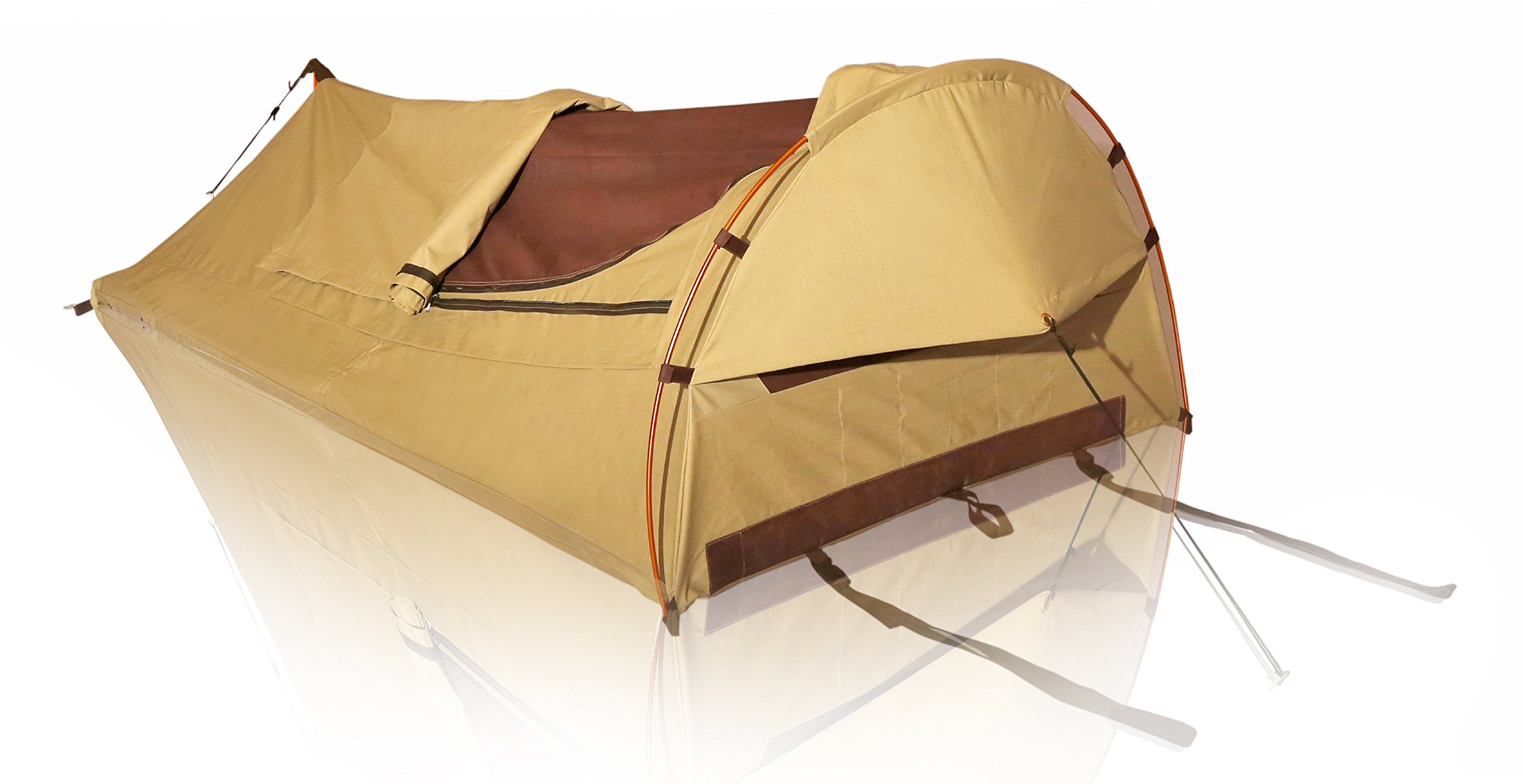 WHITEDUCK 1-Person Khaki Canvas Swag Tent with Comfy Mattress and High