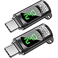 240W USB C Adapter Power Meter Tester, 2 Pack Type C Male to Female Extension Connector, Smart LED Digital Display Power, Vol