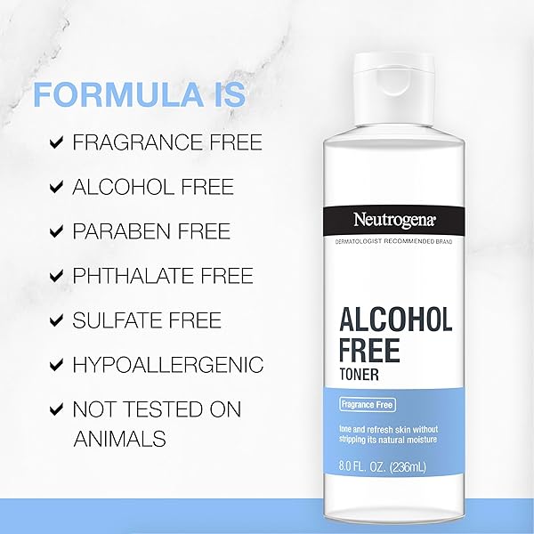 NEUTROGENA ALCOHOL-FREE GENTLE DAILY FACIAL TONER, FRAGRANCE-FREE TO TONE & REFRESH SKIN, GENTLY REMOVES IMPURITIES & RECONDITIONS SKIN, HYPOALLERGENIC, 8 FL. OZ