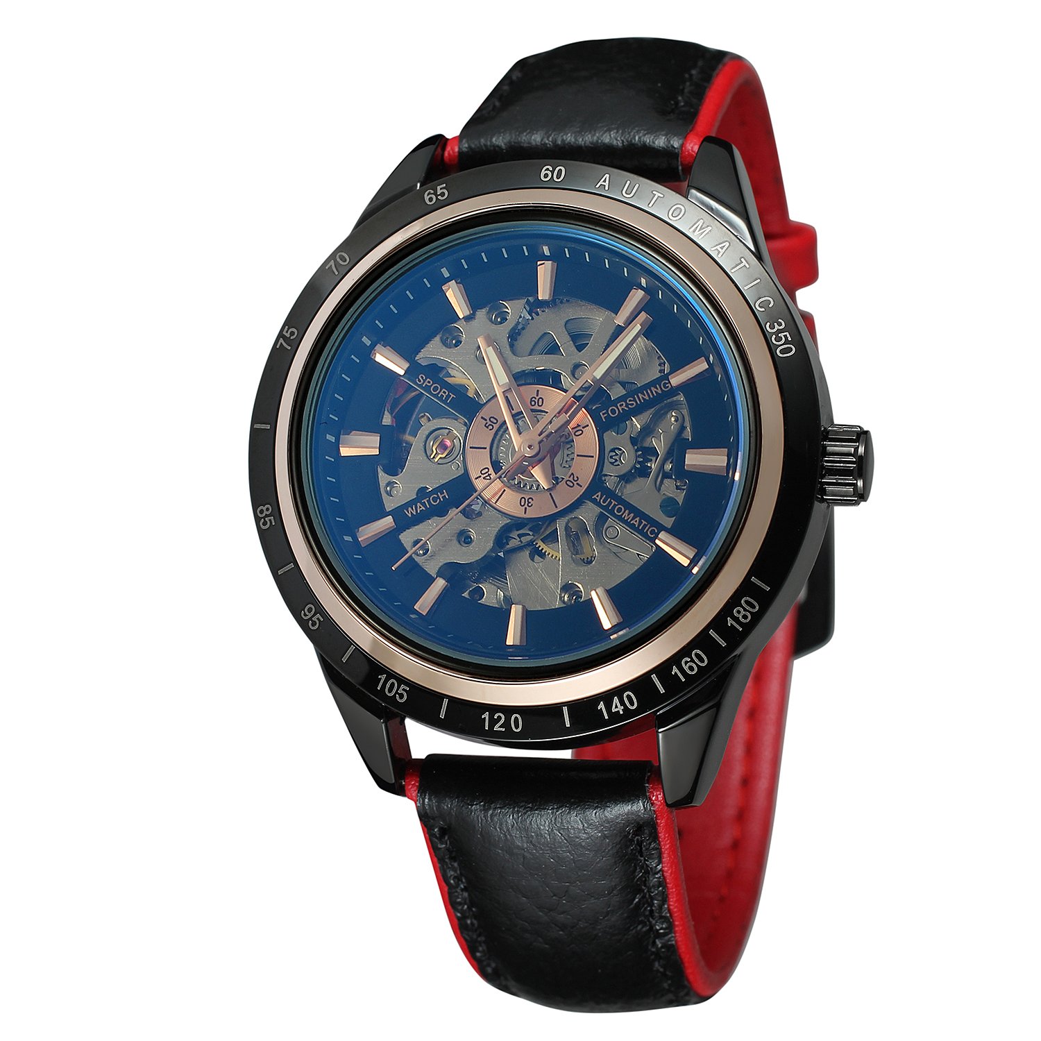 FORSINING Men's Automatic Selfw-winding Skeleton Dial Watch with Two Tone Coloe Leather Band FSG8042M3T3
