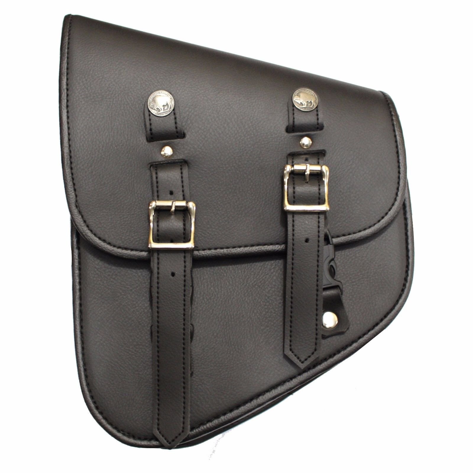 605 - Motorbike leather Solo Bag - Profirst Waterproof Motorbike Saddle Bag Panniers Luggage Box Heavy Duty Product Touring Cruisers Motorcycles Swing Arm - Full Black