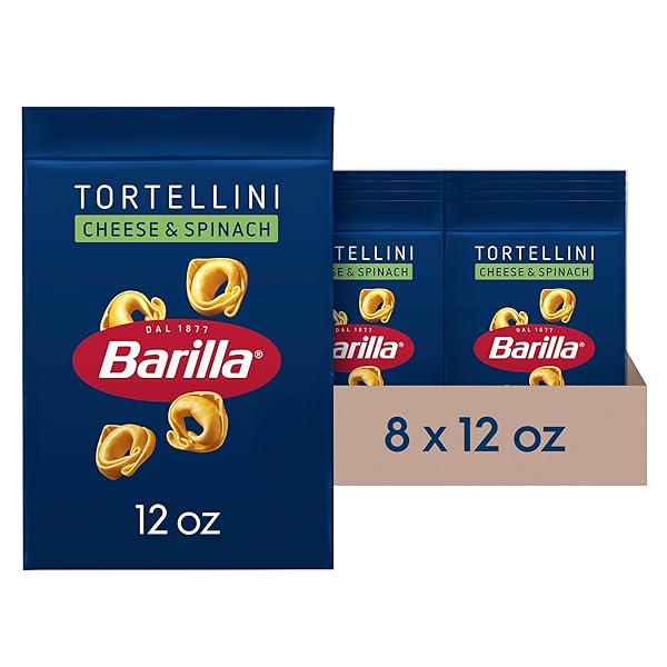 BARILLA CHEESE & SPINACH TORTELLINI PASTA, 12 OZ. BAG (PACK OF 8) – 6 SERVINGS PER BAG – PANTRY FRIENDLY DRIED TORTELLINI – MADE WITH NON-GMO INGREDIENTS