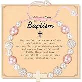 Drefund Cross Bracelets Gifts for Baptism First Communion Easter Confirmation, Religious Christening Jewelry Graduation Gift for Her Daughter Granddaughter Sister Niece Godchild