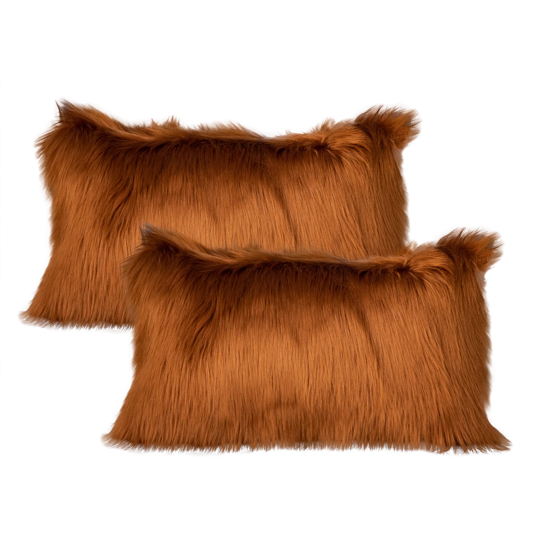 LIGICKY Set of 2 Luxury Series Soft Faux Fur Cushion Cover Decorative Square Plush Pillow Case Throw Pillow Cover for Couch Sofa Bed (Coffee, 12 x 20 Inch) — image 1