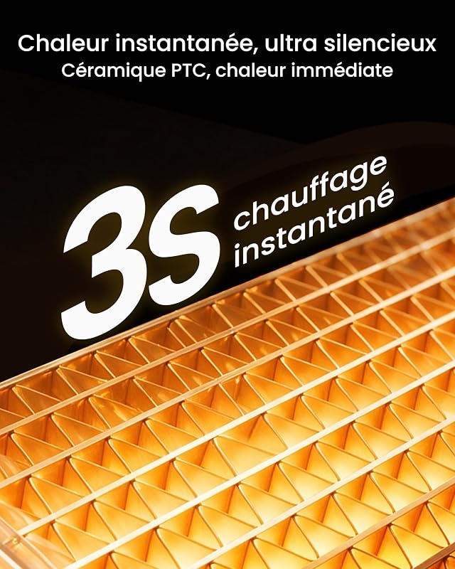 Radiateur Basse Consommation 1500W, 3 Modes Chauffage Portable — photo 2 sur 8
