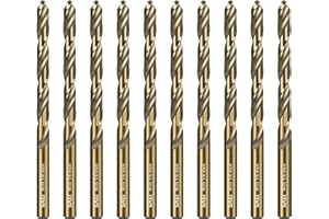 SALI Cobalt Drill Bit Set, 10Pcs 1/4" M35 High Speed Steel Jobber Length Drill Bit Kit for Hardened Metal, Stainless Steel, C