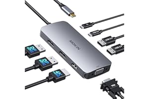 MOKIN USB C Docking Station Dual DisplayPort, 8 in 1 Hub with 2 DP, HDMI, VGA, USB C 2.0, 2 USB A 2.0, PD Charging Port, Multi Monitor Adapter for Dell/HP/Lenovo Laptops